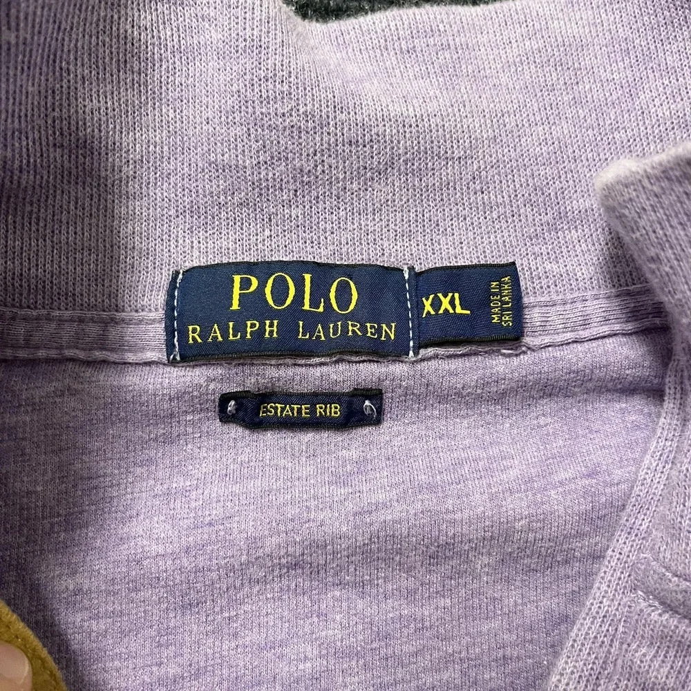 Polo Ralph Lauren Sweater‎ Mens 2XL Purple 1/4 Zip Mock Neck Estate Rib Pullover